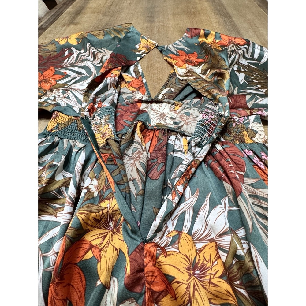 Showpo Vacay Ready Maxi Dress Size 14 Floral Plunge Neckline Thigh High Slit - Picture 11 of 15